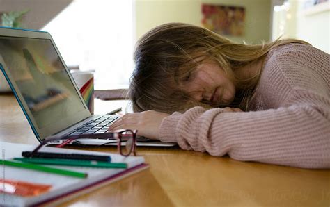Fell Asleep While Working By Stocksy Contributor Carolyn Lagattuta