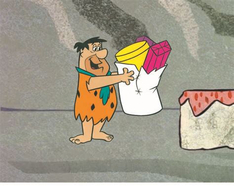 Production Cel Of Fred Flintstone With Production Background From The