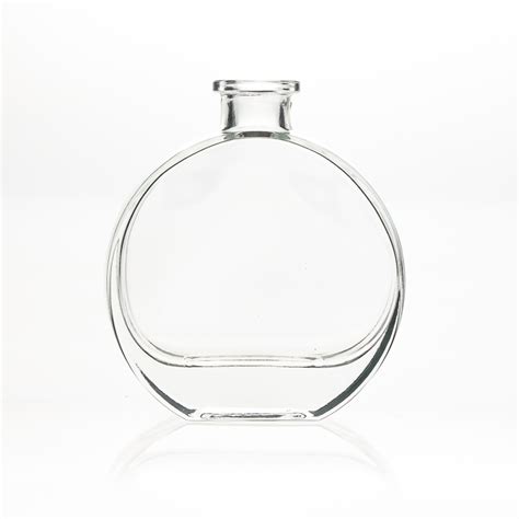 Flat Round Fragrance Perfume Bottles 100 Ml Empty Glass Reed Diffuser