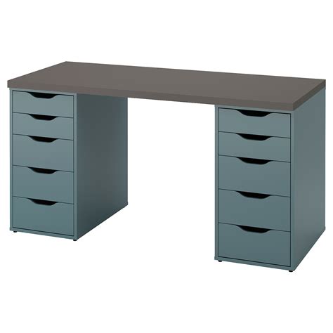 Lagkapten Alex Desk Greyturquoise 140x60 Cm Ikea