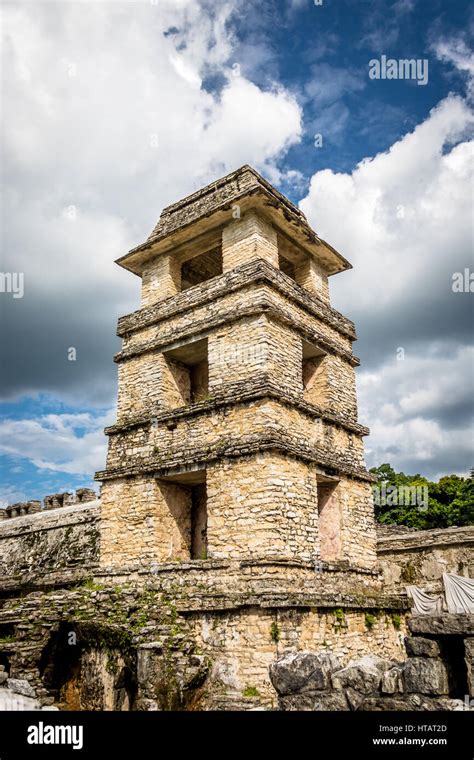 Palace Observatory Tower At Mayan Ruins Of Palenque Chiapas Mexico