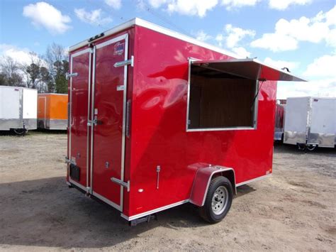 Covered Wagon Trailers 6x12 7 3x6 Window Red Vending Enclosed Cargo