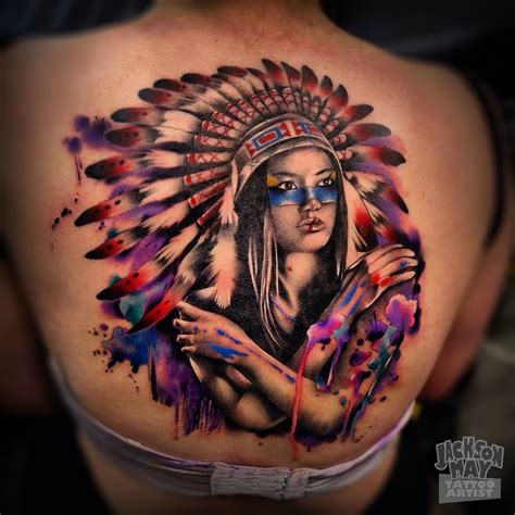 The siddhivinayak stones & tiles co. red indian tattoo by jackson may | Girl tattoos, Native ...