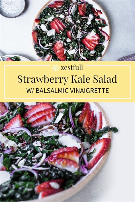 Nut Free Strawberry Kale Salad With Balsalmic Vinaigrette Zestfull