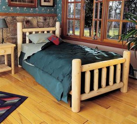 Kids furniture twin beds with storage design. 76" Cedar Log-Style Handcrafted Wooden Twin Bed Frame ...