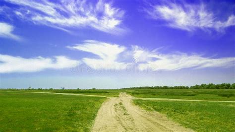 Rural Sandy Road Among Meadows Stock Image Image Of Beautiful Area