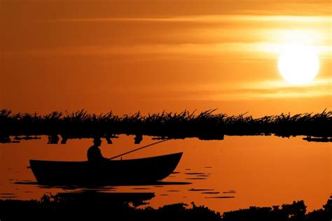 Fisherman Boat Sunset Silhouette Free Stock Photo Public Domain Pictures