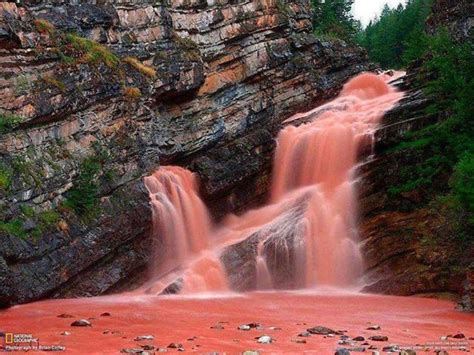 Waterfall That Turns Red Cameron Falls Alberta Canada A Lucky