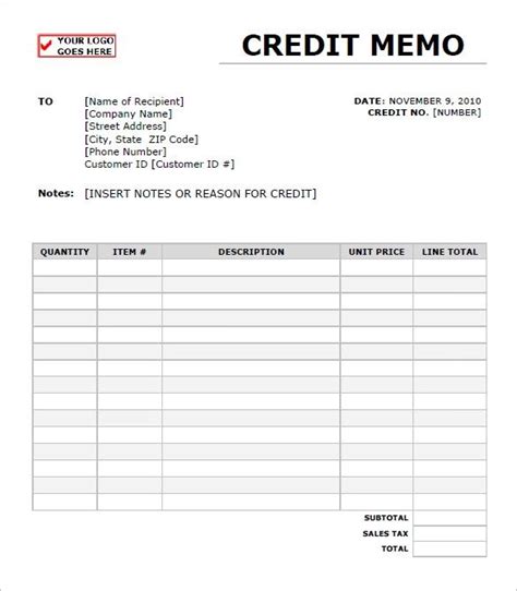 10 Free Memo Credit Invoice Templates Word Excel And Pdf Formats