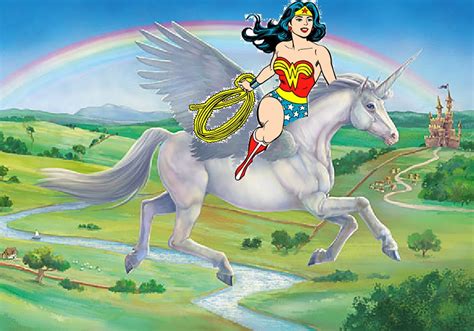 Wonder Woman Riding Her Beautiful Winged Unicorn Wonder Woman Fan Art