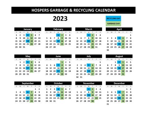 2023 Garbage And Recycling Calendar Hospers Iowa