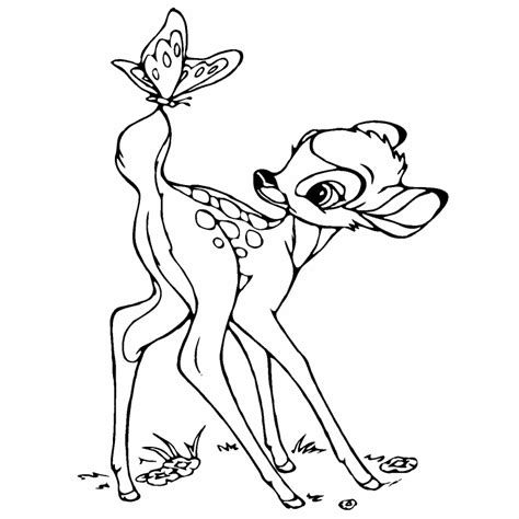 Bambi And Butterfly Coloring Page Coloring Pages 4 U