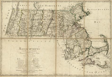 Massachusetts Historical Vintage State Map Massachusetts Art Print