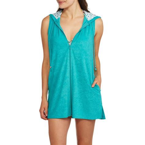 Catalina Womens Zip Front Hooded Terry Swim Cover Up