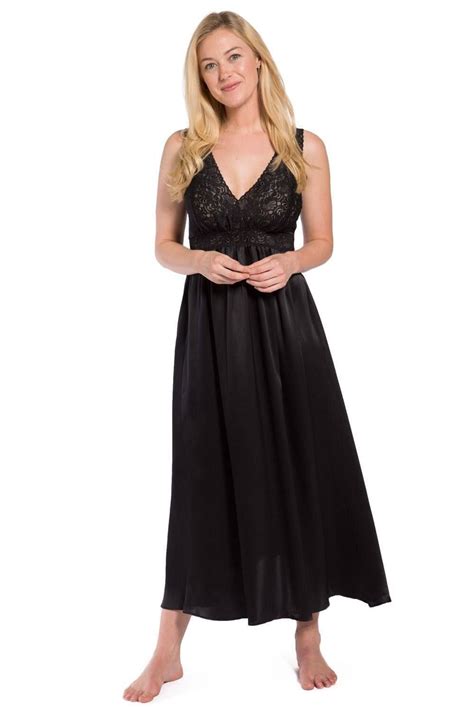 Women S Pure Mulberry Silk Long Nightgown With Lace Bodice And