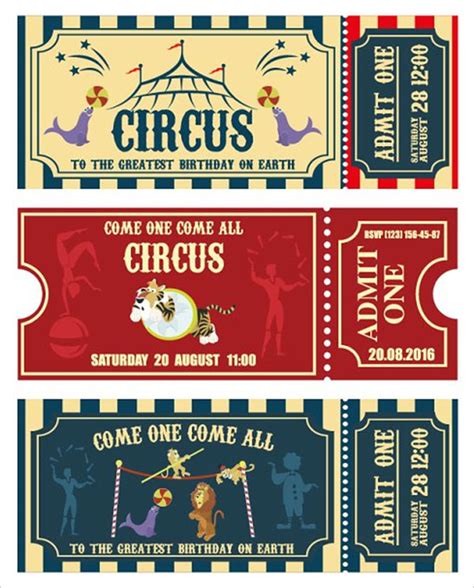 Free Printable Circus Ticket Invitations
