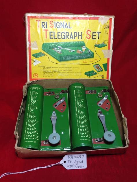 Vintage Tri Signal Toy Telegraph Set With Interconnecting