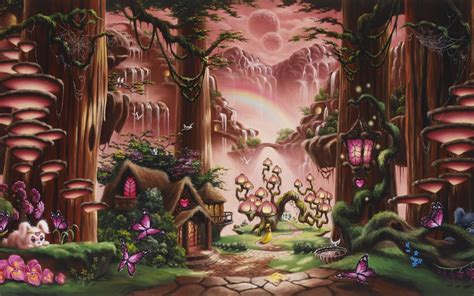 Fantasy Fairy Tale Art Magic Cartoon Trees Forest