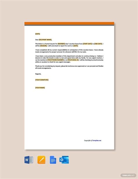 Vacation Letter Template In Pdf Free Download Template Net