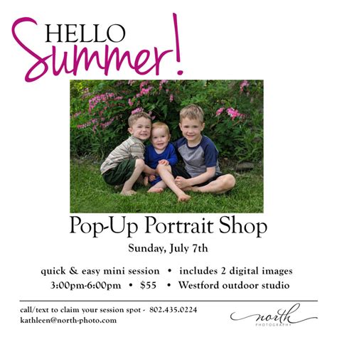 Pop Up Portrait Shop Summer Mini Sessions North Photography