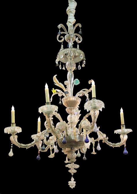 A 4 Tiered 6 Light 19th Century Murano Blown Glass Chandelier No 2758