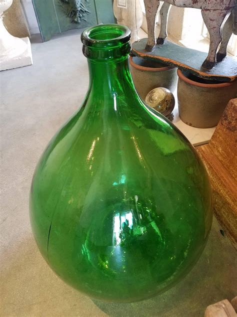 Pair Of Italian Green Glass Demijohns For Sale At 1stdibs Demijohns For Sale Demijohn For