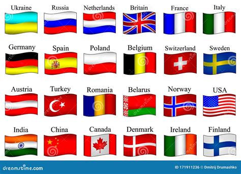 Flags Of Different Countries Of The World Stock Illustration