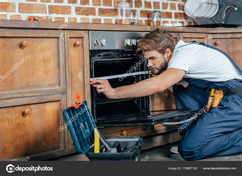 Young Repairman Protective Workwear Measuring Oven Tape Stock Photo By