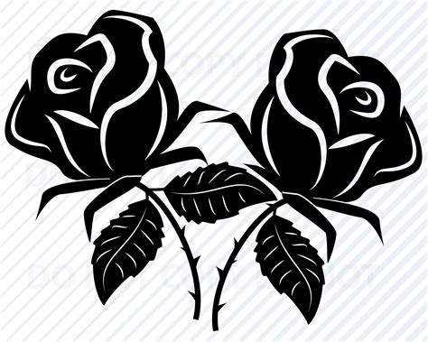 Rose Outline Svg Hand Drawn Rose Flower Svg Rose Flower Etsy Flower