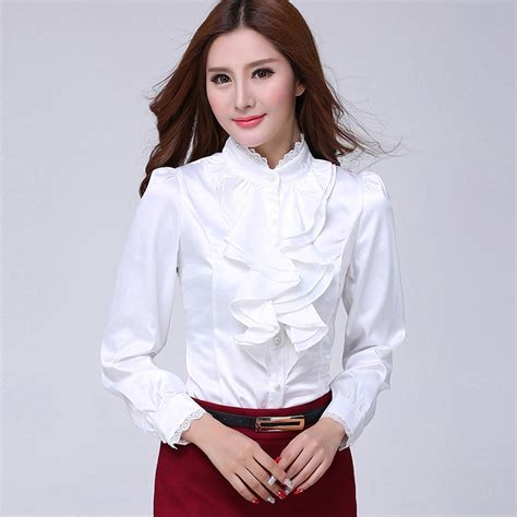 Buy 2018 Big Size Silk Satin Blouse Formal Blouses Ladies Office Shirts Women