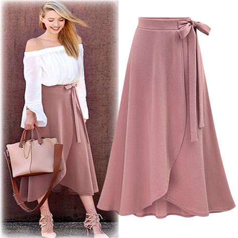 M 6xl Plus Size Casual Women Skirts 2018 Spring Autumn Fashion Empire Waist Irregular Slit