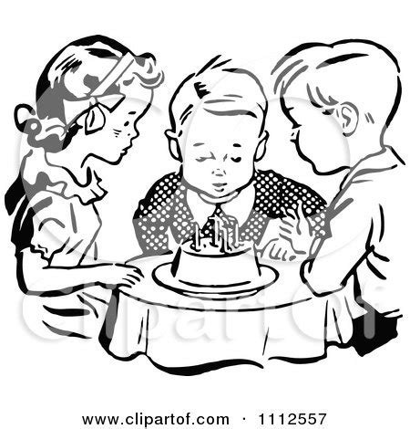 Looking for christmas coloring pages? Clipart Retro Black And White Children Watching A Boy Blow ...