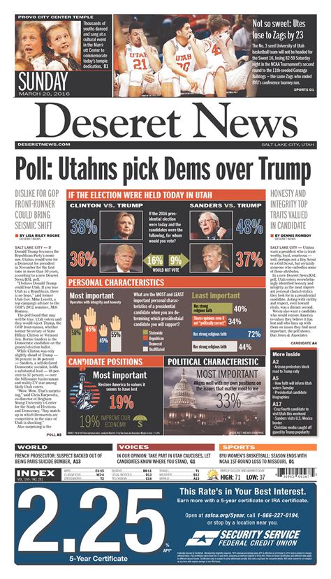 Todays Front Page Of Utahs Largest Newspaper Go Phonebank Canvass