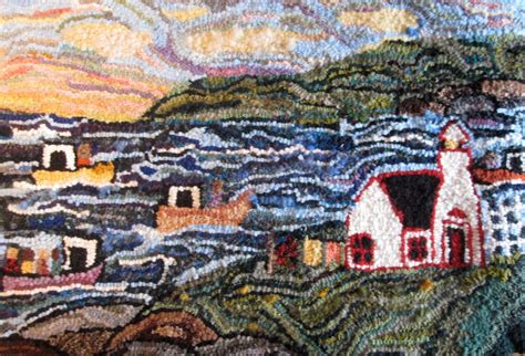 Rug Hooking Deanne Fitzpatrick Pattern Lighthouse With Fishing Boats
