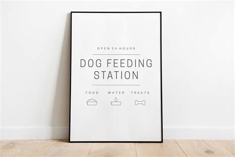 Dog Feeding Station Print Dog Food Sign Dog Wall Art Dog Etsy