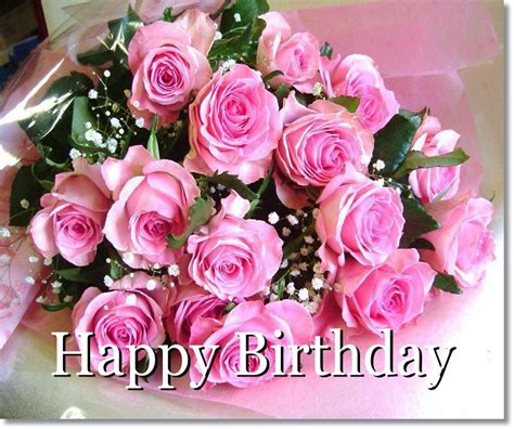 Happy Birthday With Pink Flowers Flowers Chj