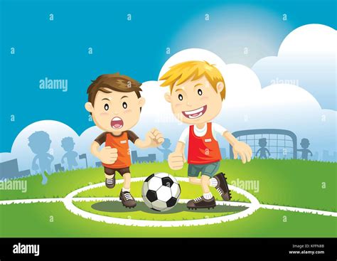 Soccer Kids Playing Vector Illustrations Stock Vector Image And Art Alamy