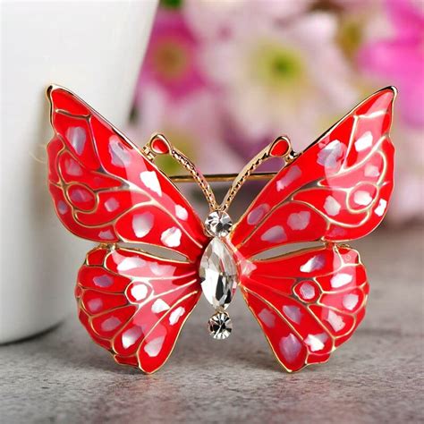 Blucome Fashion Blue Butterfly Brooch Clothes Accessories Gold Color