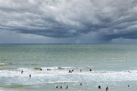 Sea Beach Before The Storm Editorial Image Image Of Swim Thunder