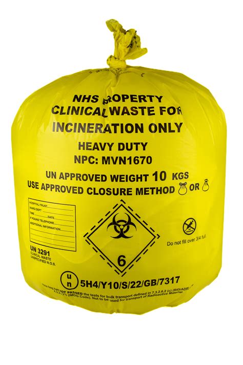 Medium Duty Yellow Clinical Waste Bag Large Printed Gv Health