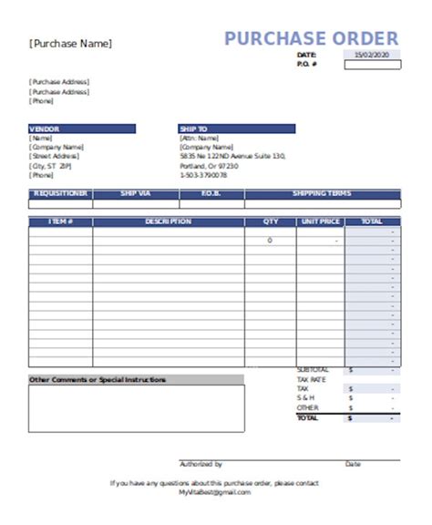 Printable Purchase Orders Forms Printable Forms Free Online