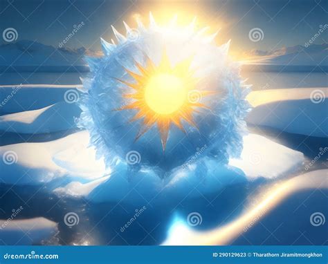 The Golden Arctic: Sunlight on Icy Landscapes Stock Illustration