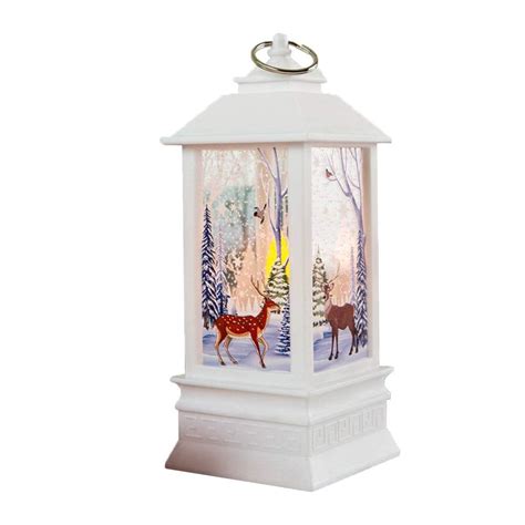 Peroptimist Christmas Reindeer Snowman Santa Lantern Hanging Led Light