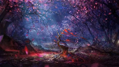 Image Digital Art Forest Trees Colorful Fantasy Art Artwork