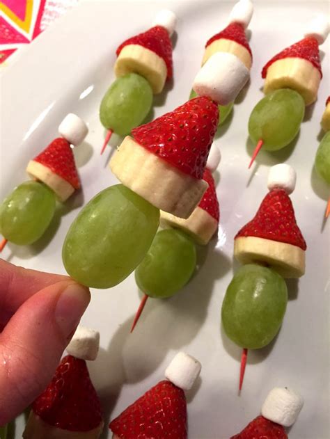 Grinch Fruit Kabobs Skewers Healthy Christmas Appetizer Snack Or