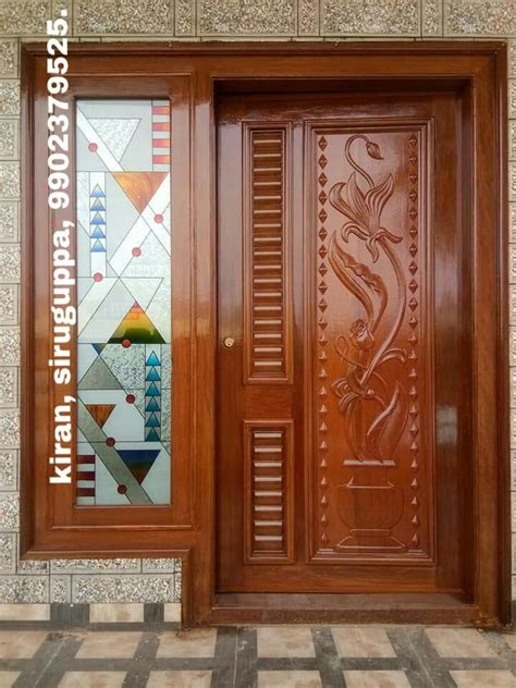 Wooden Door With Decorative Glass Panels