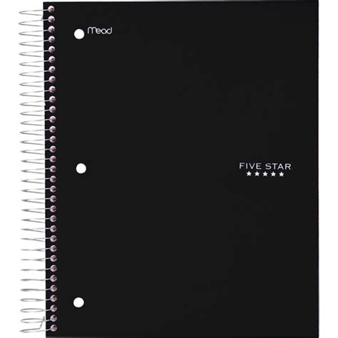 Five Star Wirebound Black 5 Subject Notebook Memo Subject Notebooks