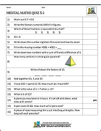 mental maths practise year 5 worksheets