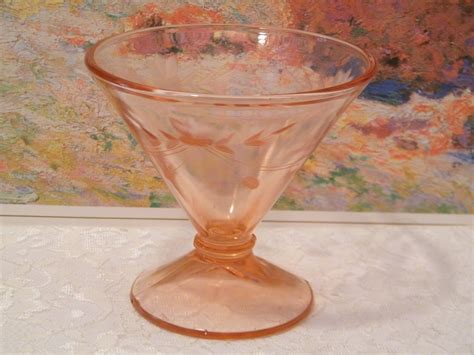 Pink Fostoria Glass Footed Compote Vintage Etched Floral Etsy