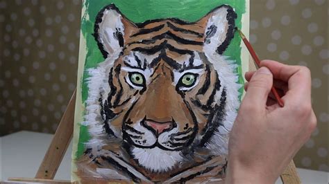 Easy Acrylic Painting Of Tiger For Beginners Youtube
